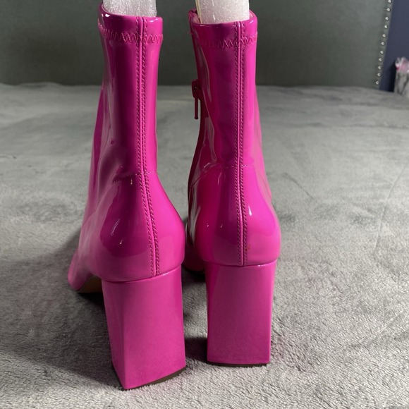 Wild Pair Boots Womens 9.5 Medium Pink Patent Booties Chunky Heel Party Shoes - Picture 3 of 13